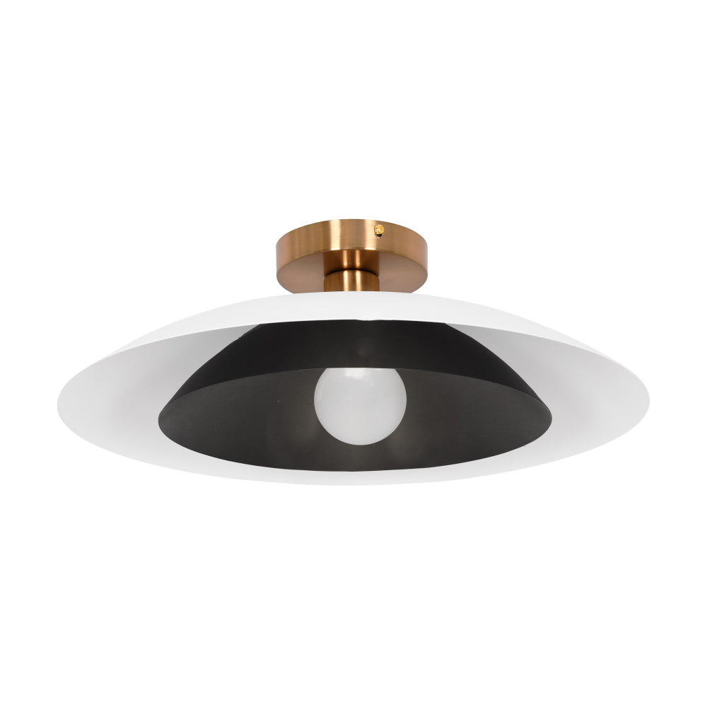 1LT Semi-Flush Mount, AGB w/ MW & MB Metal Shade