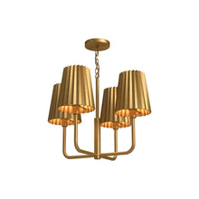 Load image into Gallery viewer, Plisse 23-in Aged Gold 4 Lights Chandeliers

