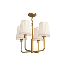 Load image into Gallery viewer, Plisse 23-in Aged Gold/Opal Matte Glass 4 Lights Chandeliers
