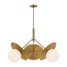 Load image into Gallery viewer, Plume 34-in Brushed Gold/Opal Glass 3 Lights Chandeliers
