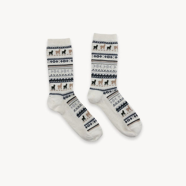 Alpaca Kids Socks - Print - White