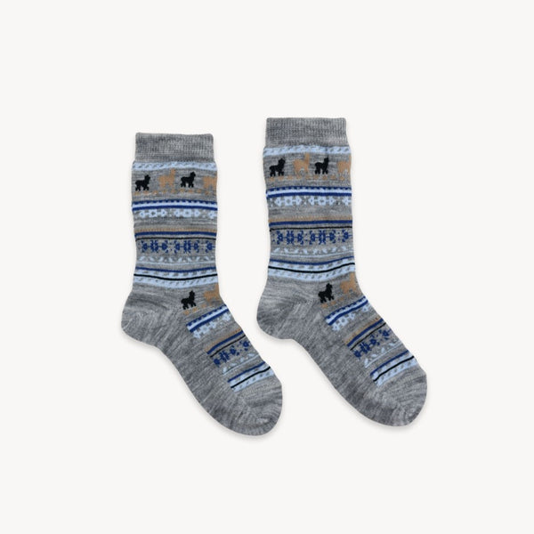 Alpaca Kids Socks - Print - Grey