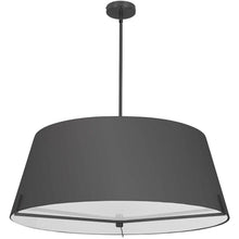 Load image into Gallery viewer, 4 LT Incandescent Pendant, MB w/ BK fabric shade
