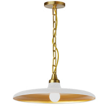 Load image into Gallery viewer, 1LT Incand Pendant, AGB w/ MW &amp; GLD Shade
