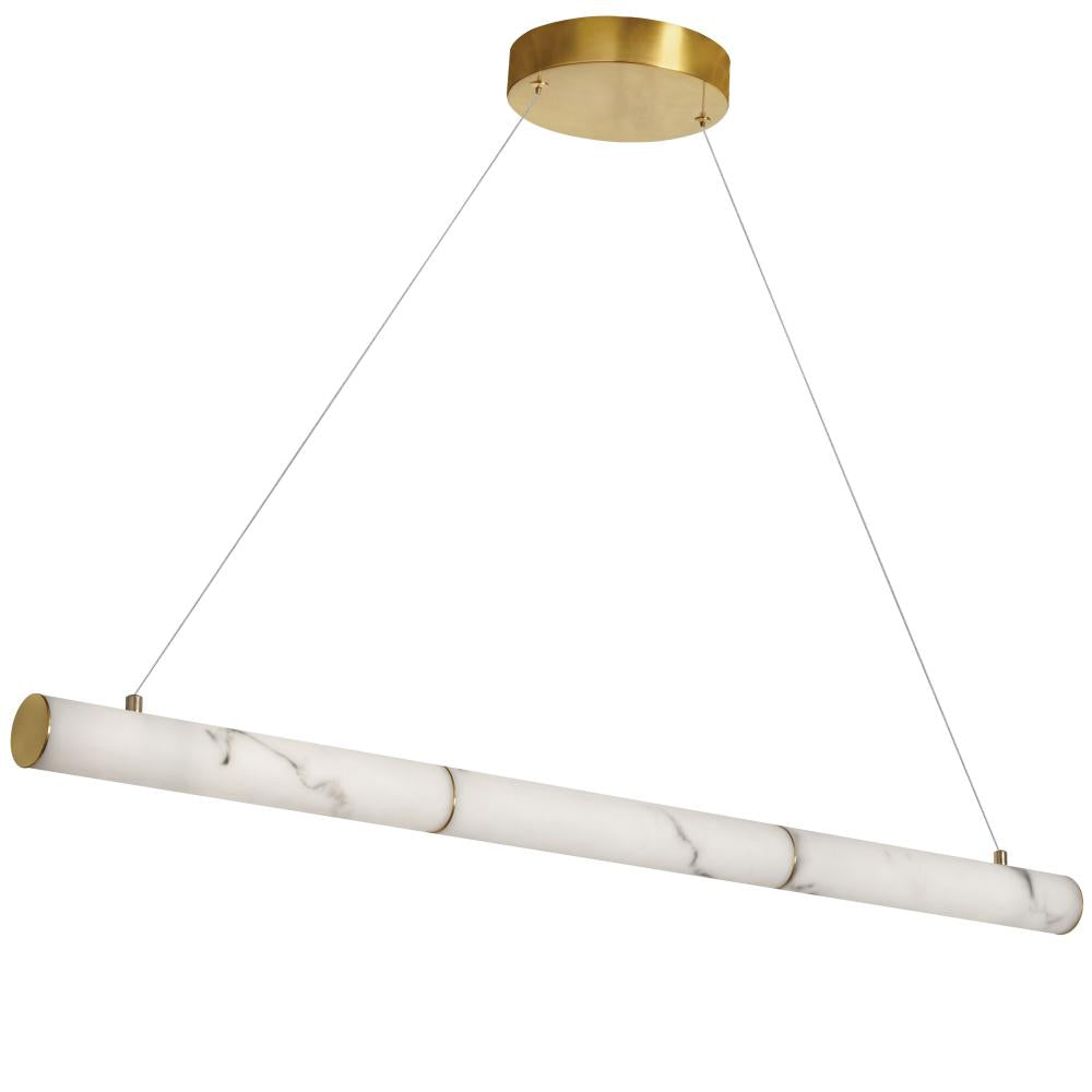 30W Horiz Pendant, AGB w/ faux Alabaster