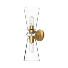 Load image into Gallery viewer, Salem 6-in Brushed Gold/Clear Glass 2 Lights Wall/Vanity
