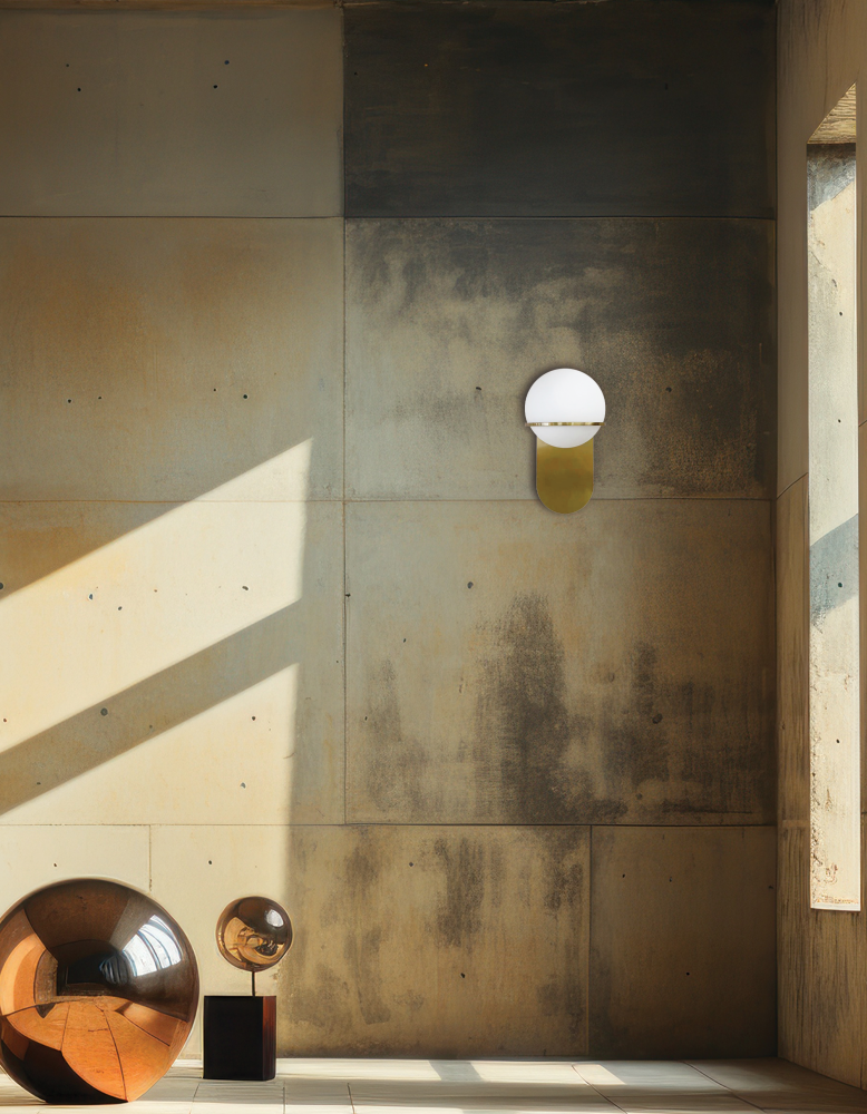 1LT Wall Sconce, AGB w/ WH Glass