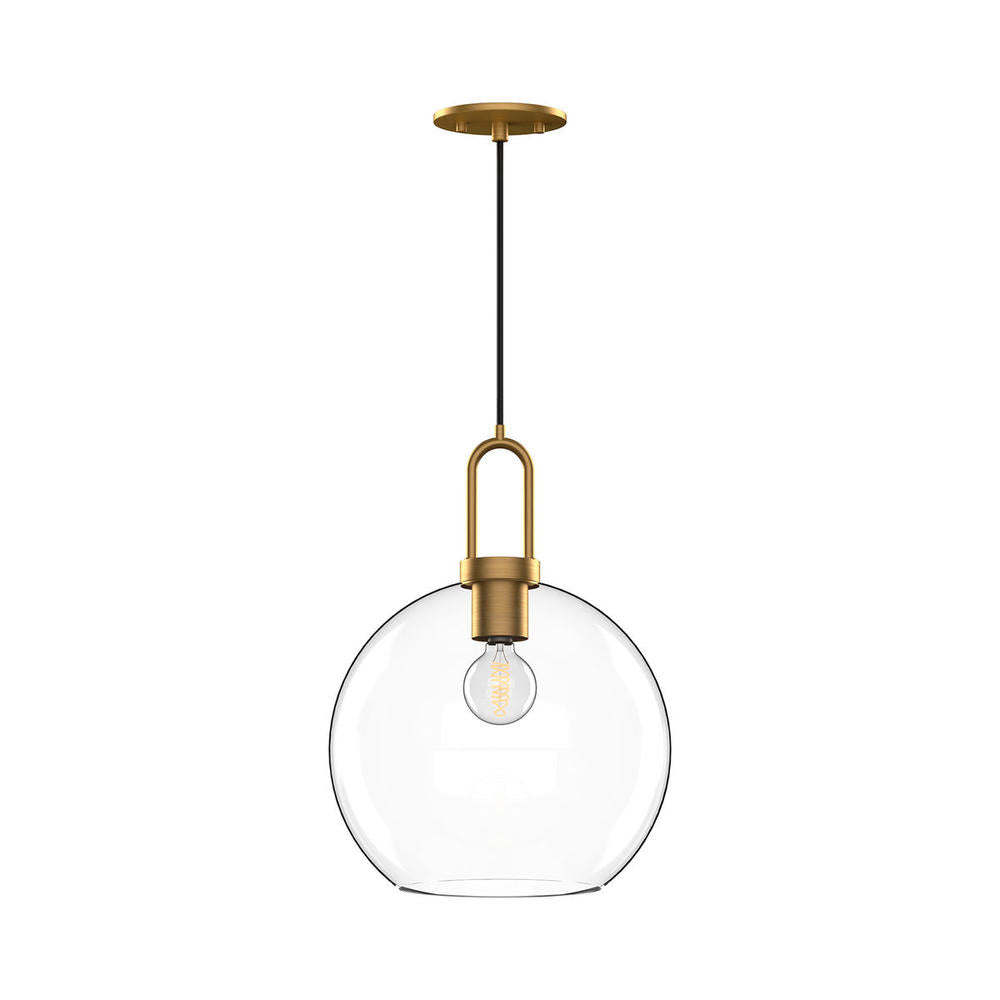 Soji 10-in Aged Gold/Clear Glass 1 Light Pendant