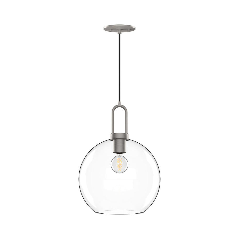 Soji 10-in Brushed Nickel/Clear Glass 1 Light Pendant