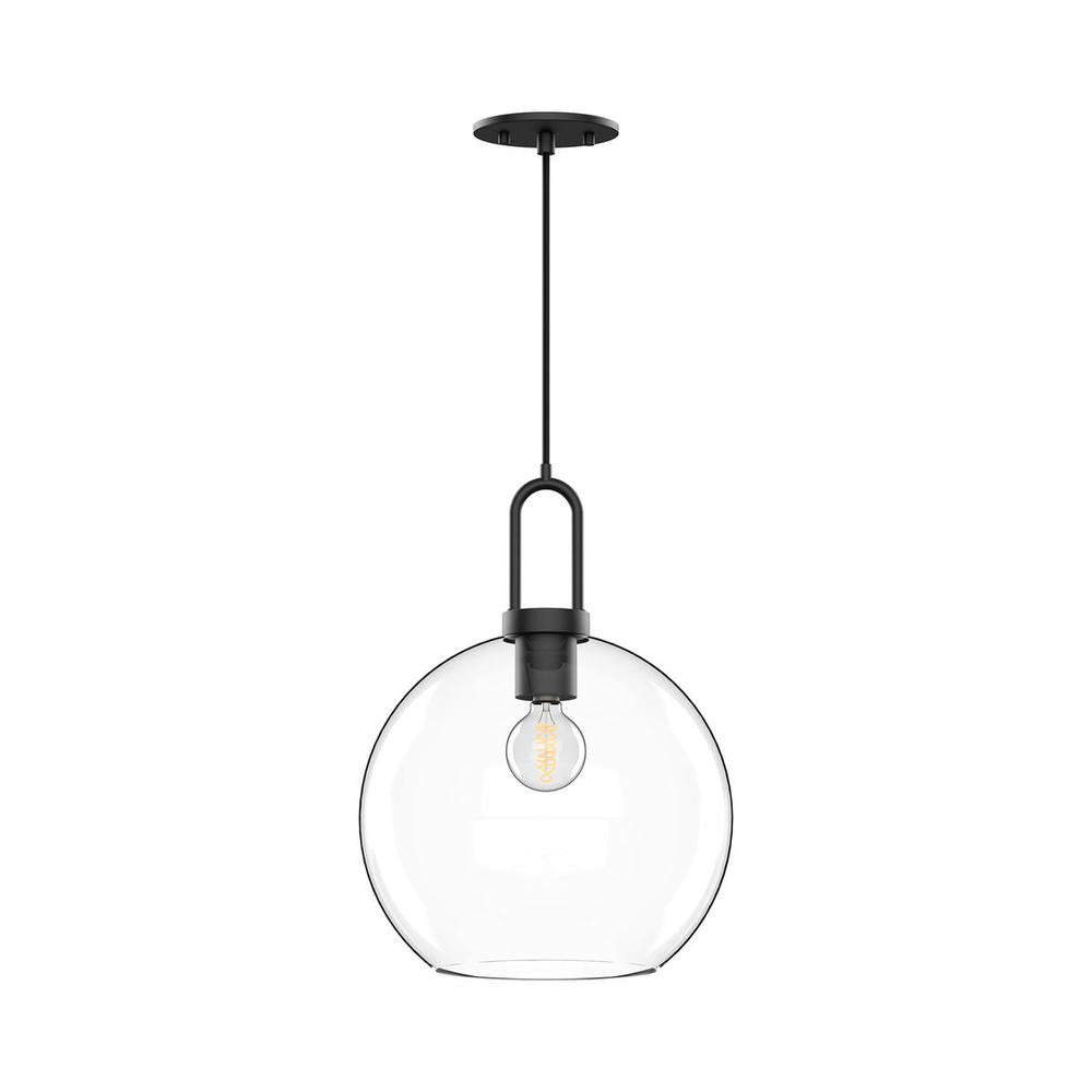 Soji 10-in Clear Glass/Matte Black 1 Light Pendant