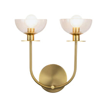Load image into Gallery viewer, Sylvia 12-in Brushed Gold/Clear Glass 2 Lights Wall Vanity

