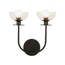 Load image into Gallery viewer, Sylvia 12-in Matte Black/Clear Glass 2 Lights Wall Vanity
