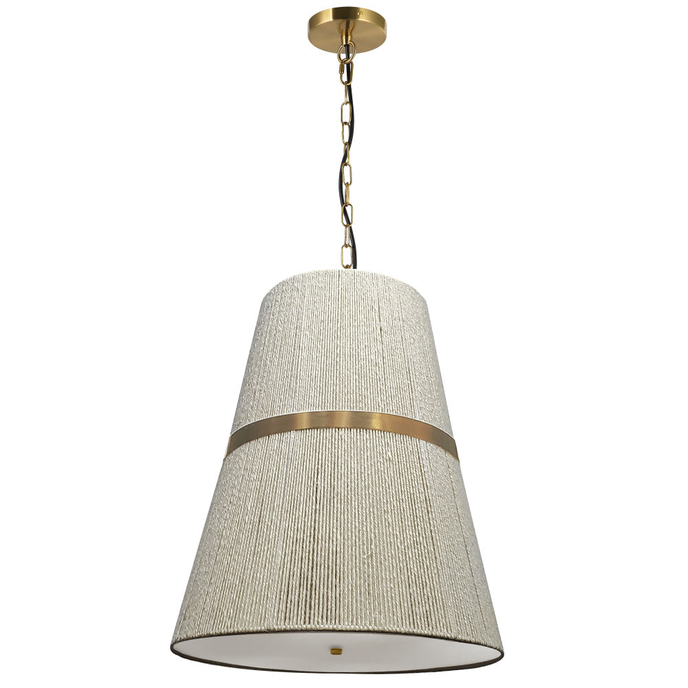 3LT Pendant, AGB w/ Natural WH String Shade