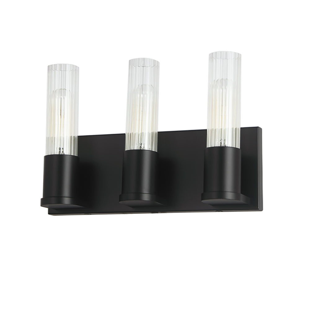 3LT Incandescent Vanity, MB w/ CLR Fluted Glass
