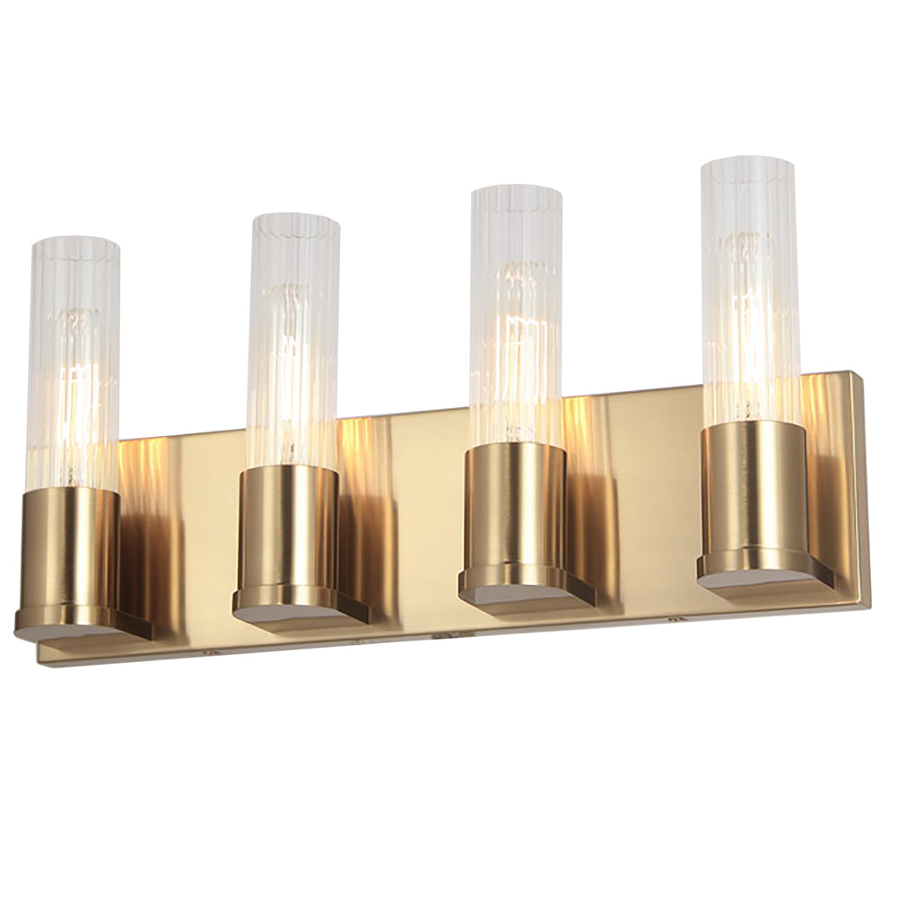4LT Incandescent Vanity, AGB w/ CLR Fluted Glass