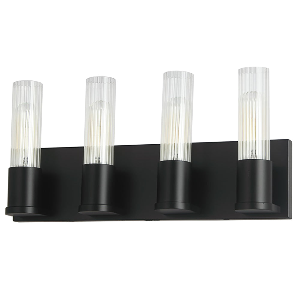 4LT Incandescent Vanity, MB w/ CLR Fluted Glass