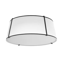 Load image into Gallery viewer, 4LT Trapezoid Flush Mount, MB with WH Shade
