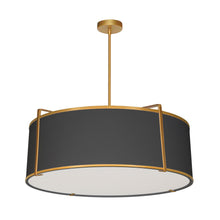 Load image into Gallery viewer, 4LT Drum Pendant GLD/BK Shade w/790Diff
