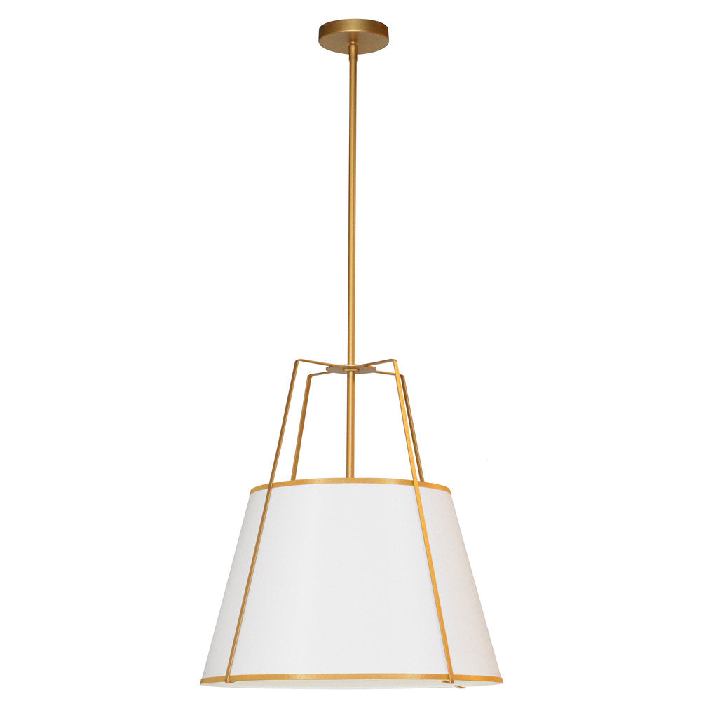 3LT Trapezoid Pendant, GLD with WH Shade