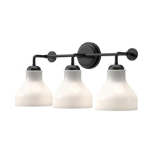 Load image into Gallery viewer, Westlake 22-in Glossy Opal Glass/Matte Black 3 Lights Vanity
