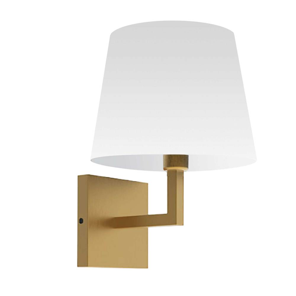 1LT Incandescent Wall Sconce, AGB w/ White Shade