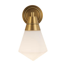 Load image into Gallery viewer, Willard 6-in Vintage Brass/Opal Matte Glass 1 Light Wall/Vanity
