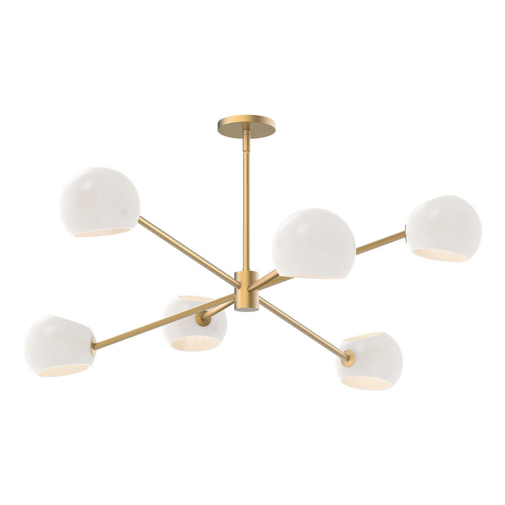 Willow 37-in Brushed Gold/Opal Matte Glass 6 Lights Chandeliers
