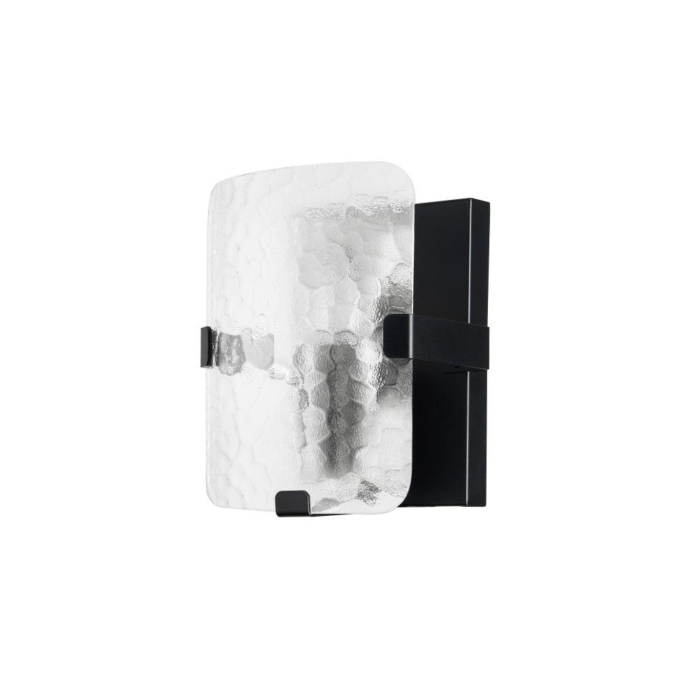 1LT Wall Sconce, MB w/ CLR Textured Glass