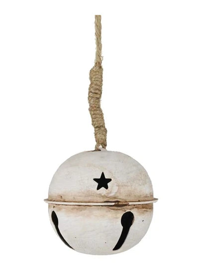 3.5" ANTIQUE CREAM JINGLE BELL WITH JUTE HANGER
