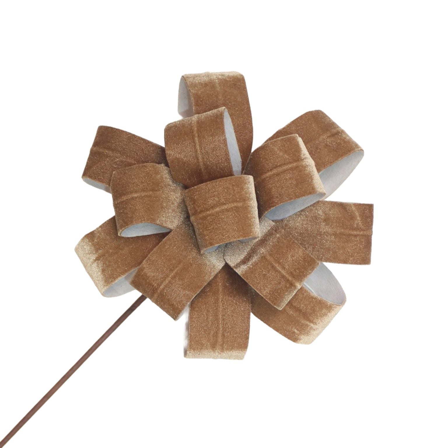 Bow Flower Stem Velvet 20″X8″ Champagne Gold