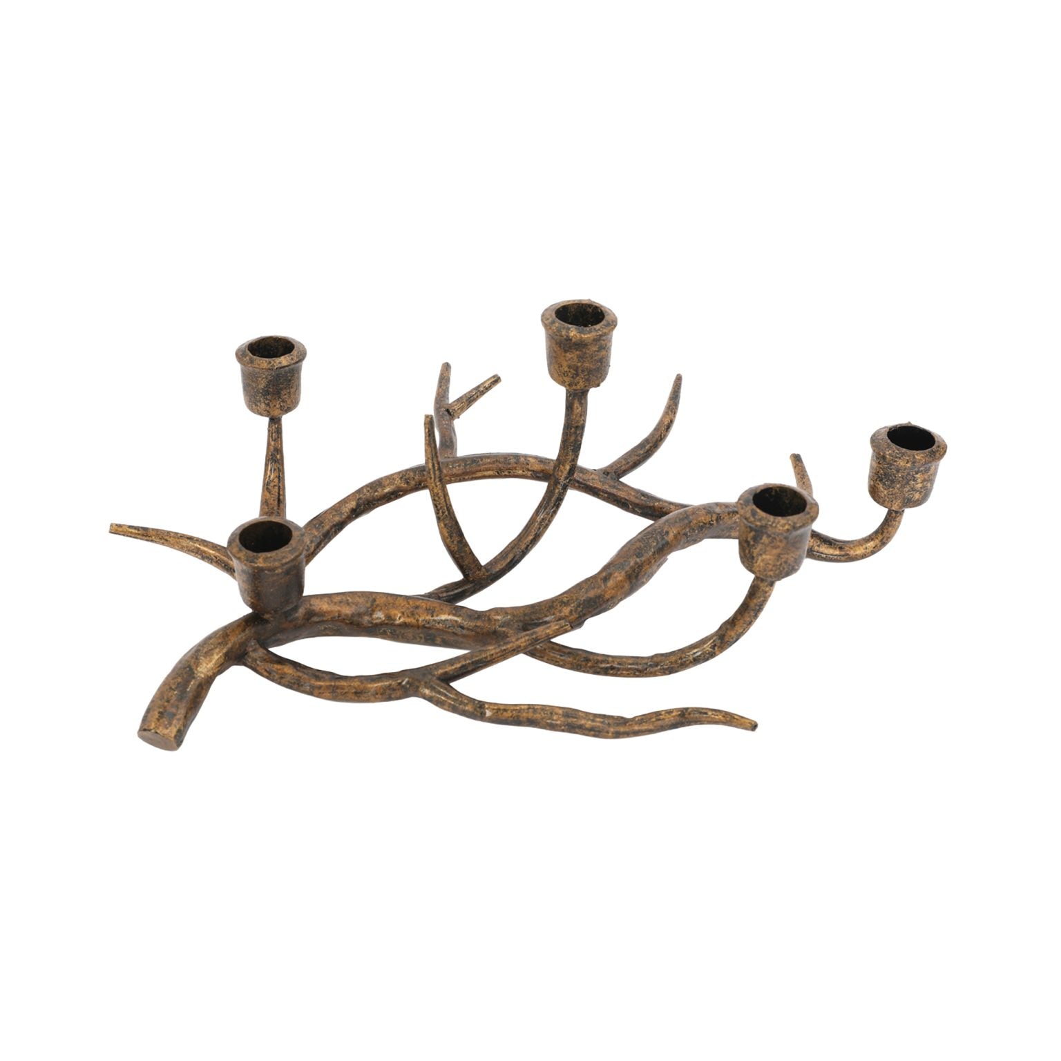 Metal Antler Candle Holder 14.5″X5″ Antique Gold