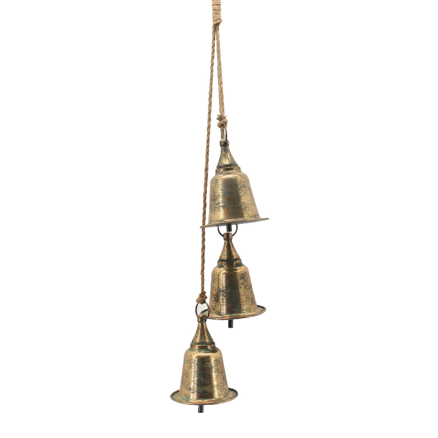 Bells (Vintage) Metal 10″X10″X27.5″ Rope Antique Gold (2 Sizes)