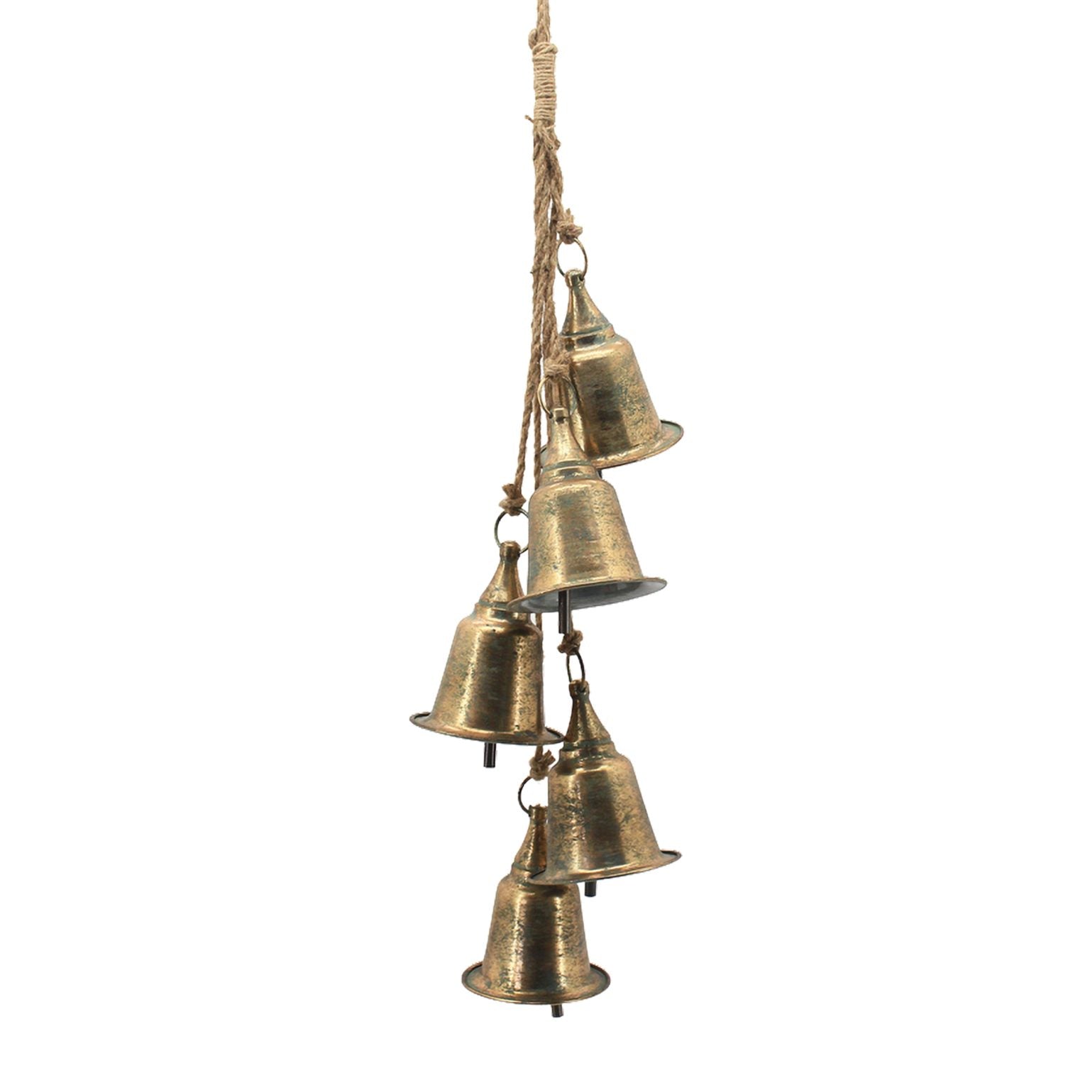 Bells (Vintage) Metal 10″X10″X27.5″ Rope Antique Gold (2 Sizes)