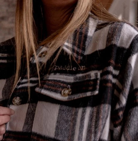The Lake Jacket -Black and White with Rust stripes