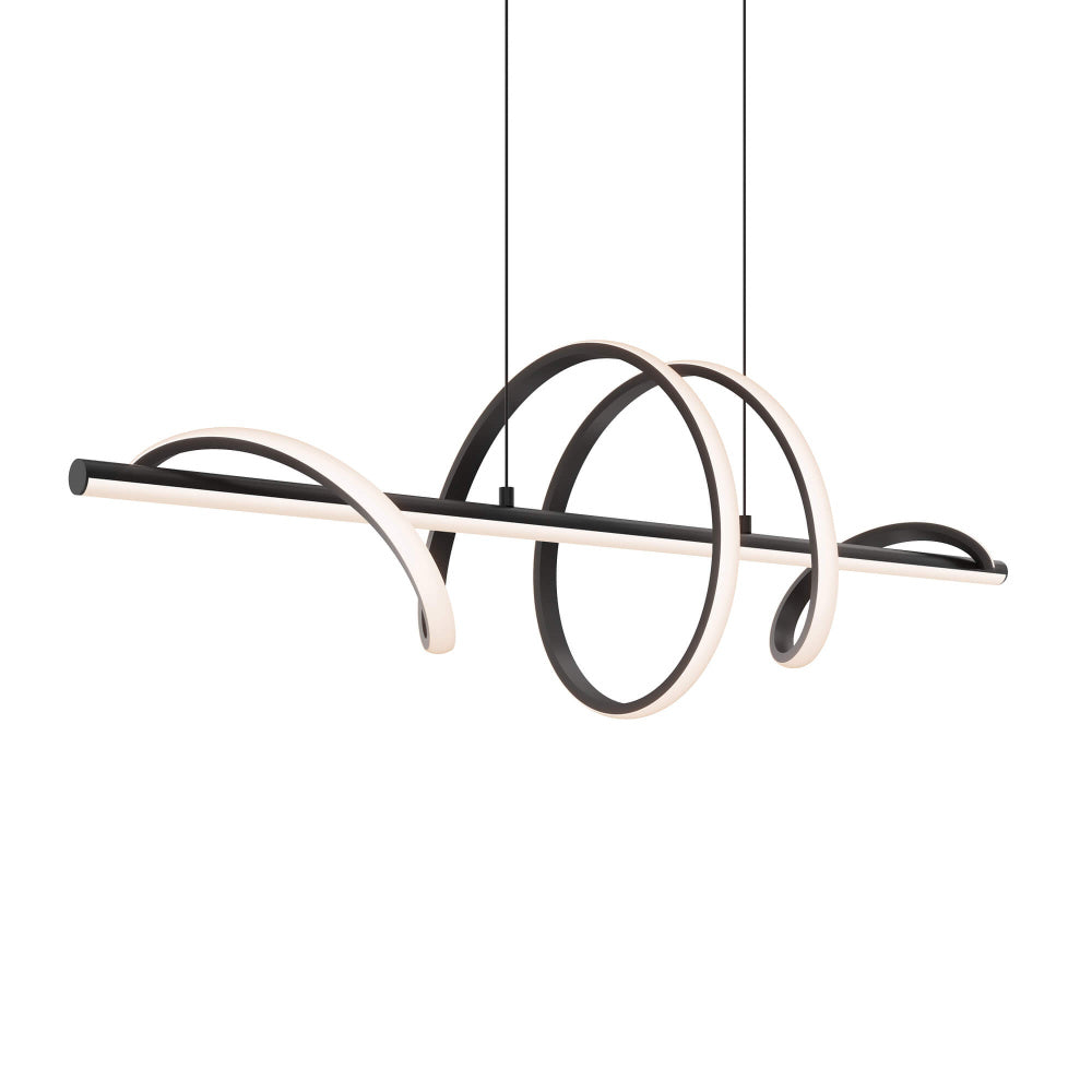 40in Horizontal Swirl Pendant, 5CCT - Black