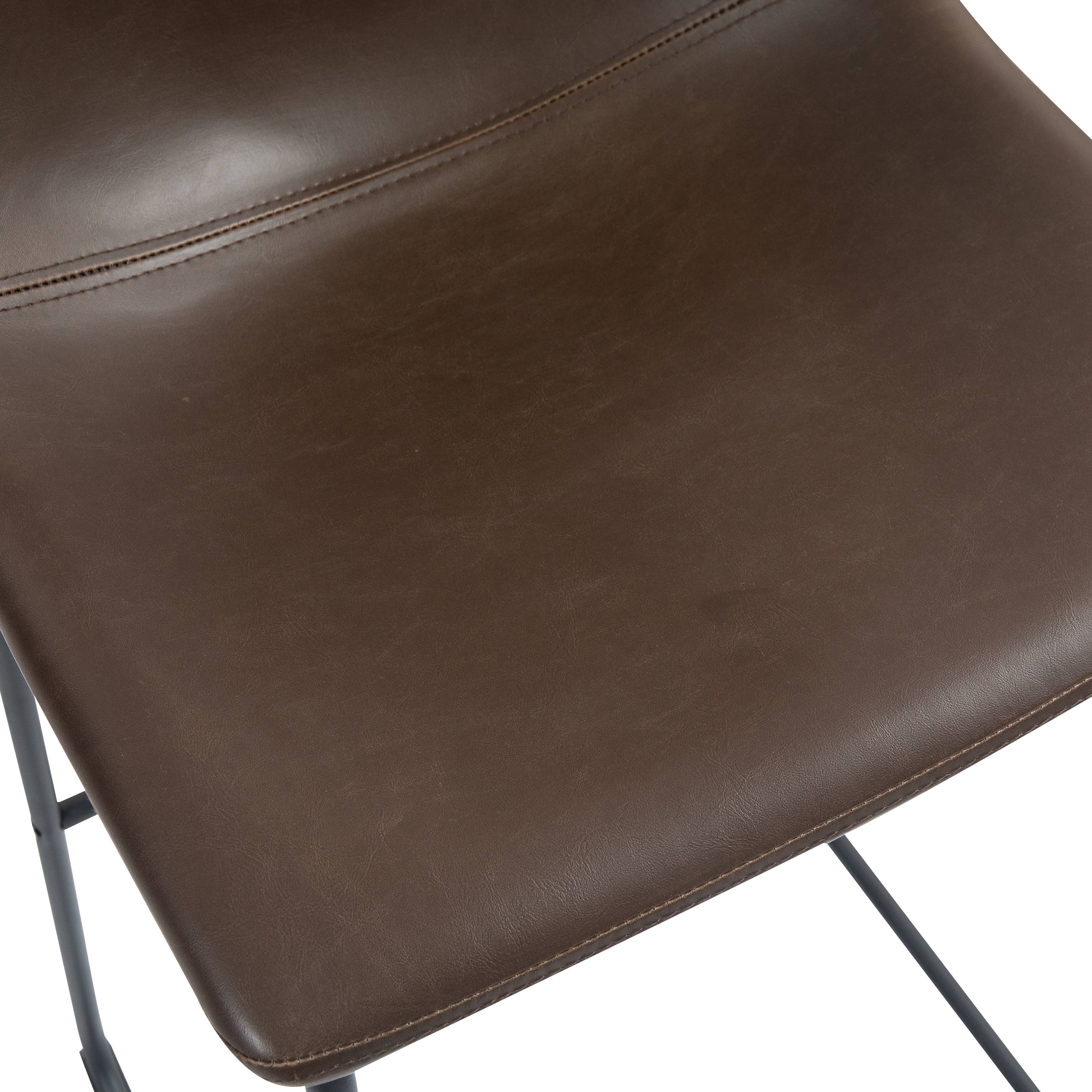 Set of 2 Adan Iron Frame Dark Brown Faux Leather Bar Stool