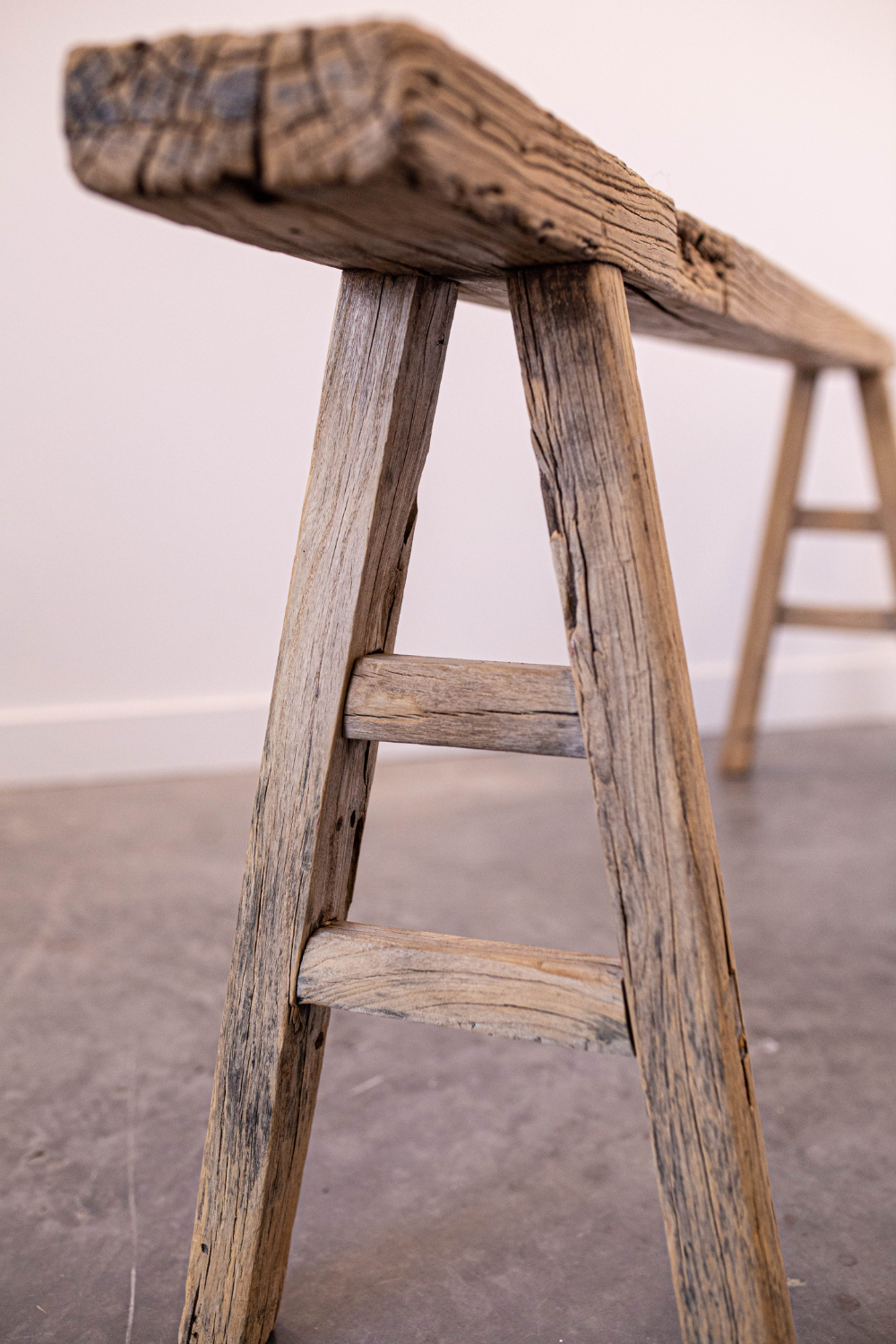 Bench Skinny Wooden Stool Reclaimed Elm Wood