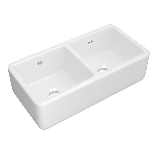 Lancaster Two Bowl Farmhouse Fireclay Sink in White