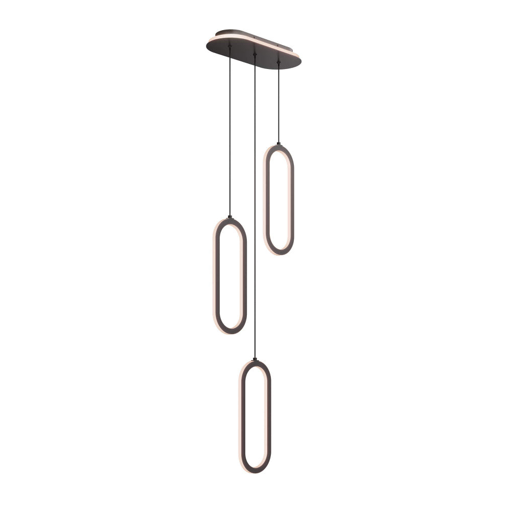 3 Vertical Oblong Pendants With Lit Cluster 5CCT