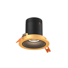 Load image into Gallery viewer, 3in Modular Downlight, 5CCT, 60 Degree Beam Angle, Regressed, Black, Gold Trim

