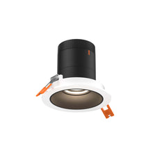 Load image into Gallery viewer, 3in Modular Downlight, 5CCT, 20 Degree Beam Angle, Regressed, Black, White Trim
