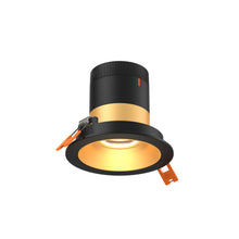 Load image into Gallery viewer, 3in Modular Downlight, 5CCT, 20 Degree Beam Angle, Regressed, Gold, Black Trim
