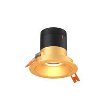Load image into Gallery viewer, 3in Modular Downlight, 5CCT, 60 Degree Beam Angle, Regressed, Gold, Gold Trim
