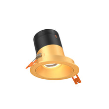 Load image into Gallery viewer, 3in Modular Downlight, 5CCT, 60 Degree Beam Angle, Slope Ceiling, Gold, Gold Trim
