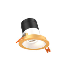 Load image into Gallery viewer, 3in Modular Downlight, 5CCT, 20 Degree Beam Angle, Slope Ceiling, White, Gold Trim
