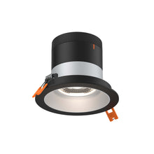 Load image into Gallery viewer, 4in Modular Downlight, 5CCT, 20 Degree Beam Angle, Regressed, Alzak, Black Trim
