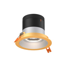 Load image into Gallery viewer, 4in Modular Downlight, 5CCT, 20 Degree Beam Angle, Regressed, Alzak, Gold Trim
