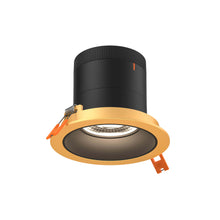 Load image into Gallery viewer, 4in Modular Downlight, 5CCT, 60 Degree Beam Angle, Regressed, Black, Gold Trim
