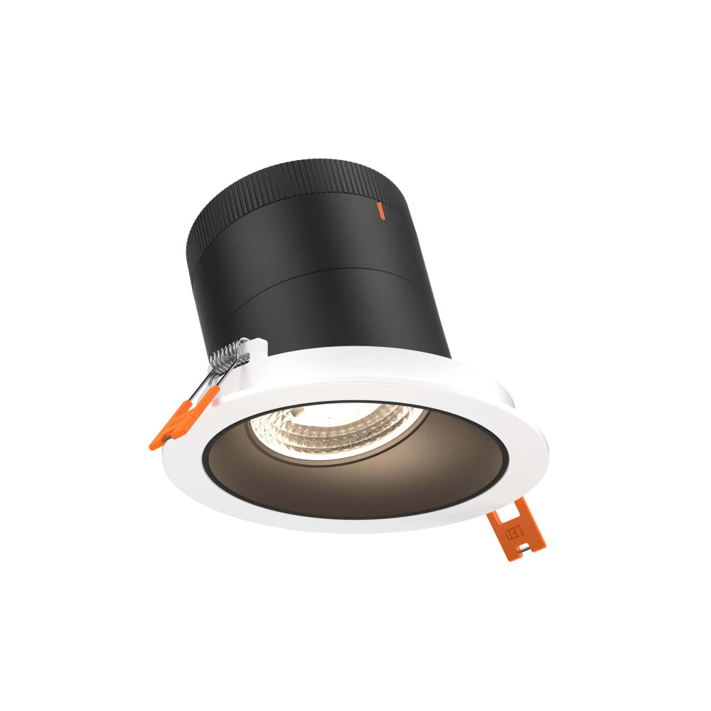4in Modular Downlight, 5CCT, 20 Degree Beam Angle, Slope Ceiling, Black, White Trim