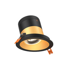 Load image into Gallery viewer, 4in Modular Downlight, 5CCT, 35 Degree Beam Angle, Slope Ceiling, Gold, Black Trim
